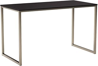SHW Home Office 48-Inch Computer Desk, Silver/Espresso