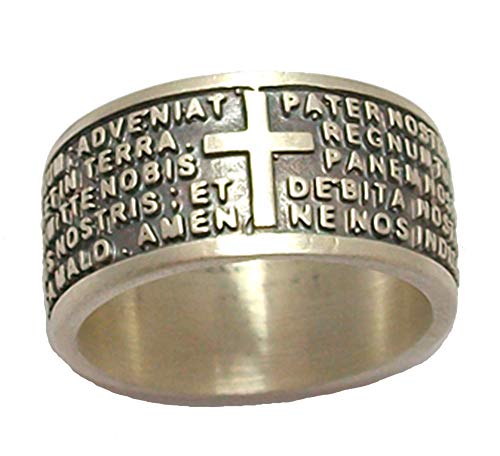 Bague homme femme argent 925 prière Notre Père en latin
