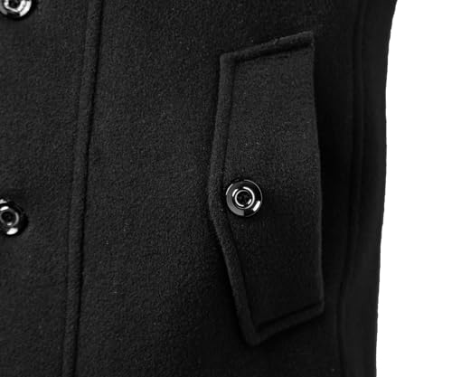 Image of APTRO Men's Pea Coat Wool Jacket Windbreaker Single Breasted Winter Coat