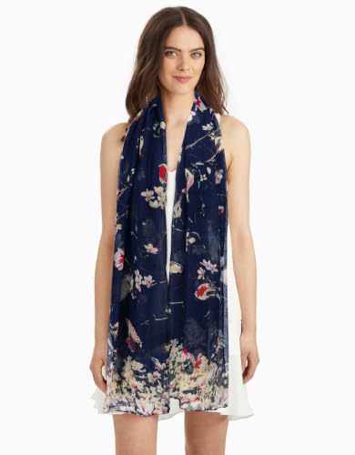 Image of GERINLY Scarfs for Women Lightweight Cotton Feel Scarves Floral Birds Print
