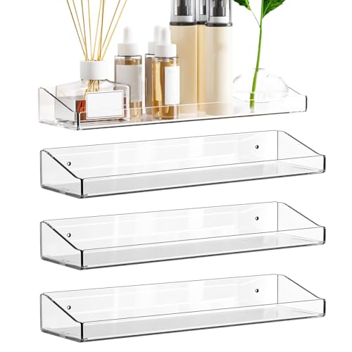 Estantería transparente - Estantería flotante de pared, organizador de acrílico, expositor transparente | Maquillaje Cosméticos Libros Electrónica Botellas De Perfume Figuras Muñecas Papelería Home