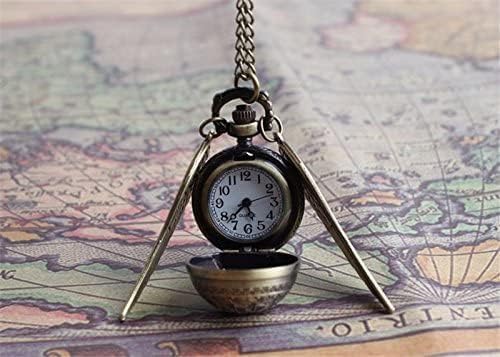 Image of MALKIN Golden Snitch Pocket Watch Necklace, Antique Bronze, Winged Ball