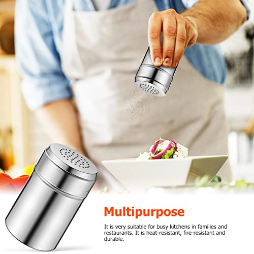 BESTonZON Castor Popcorn Maker Pepper Shaker Sugar Shaker Metal Salt Shaker Pretzel Shaker Movie Theater Popcorn Salt Organizers Salt Bottle Seasoning Shaker Set Stainless Steel Black Pepper