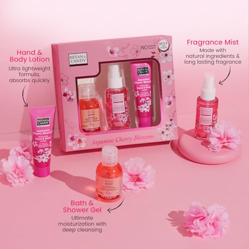 Image of Bryan & Candy Bath Kit Gift set for Women 100% Vegan,Ph5.5 Skin Friendly (Cherry Bath Kit)