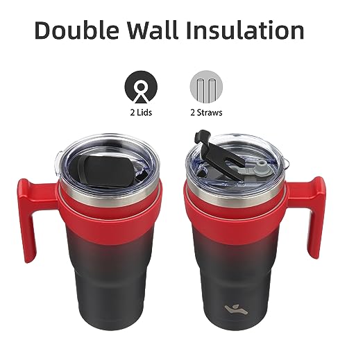 Image of Konokyo 20 oz Tumbler with Handle and Straw, Insulated Travel Mug