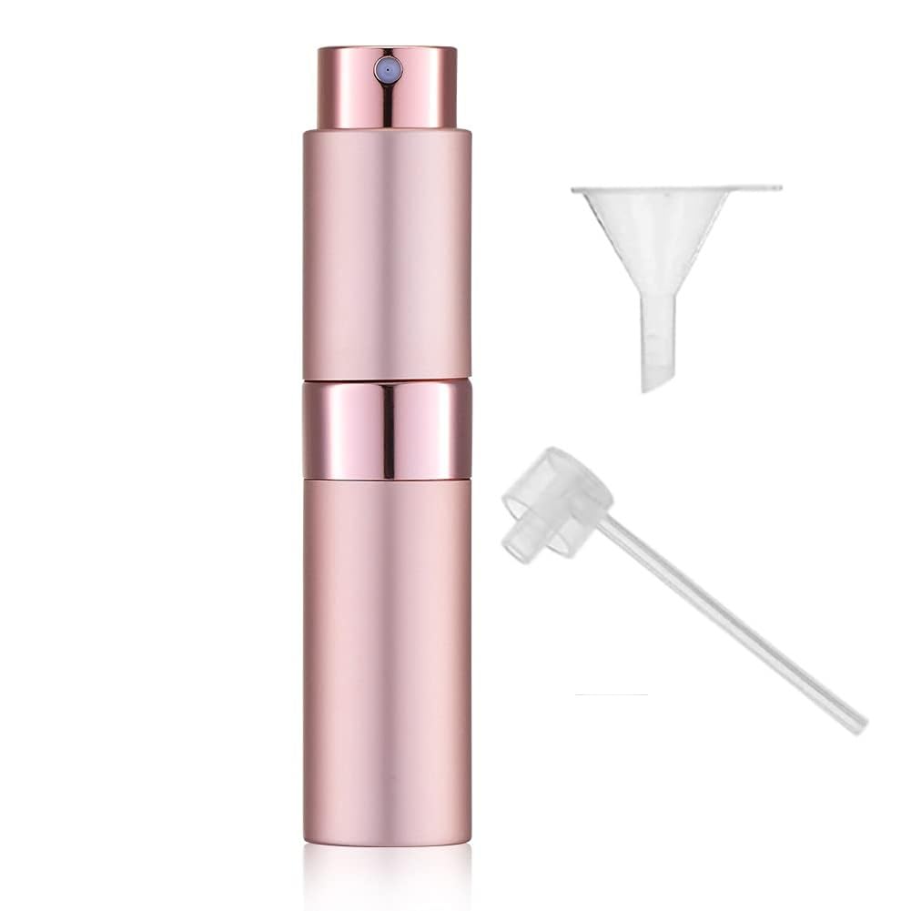 Fennec Mart Portable 10ml Mini Perfume Atomizer Bottles Refillable Travel Spray Bottles for Men & Women – Includes 2 Types of Refill Tools Empty Pocket-Sized Containers (Pink)-image-4
