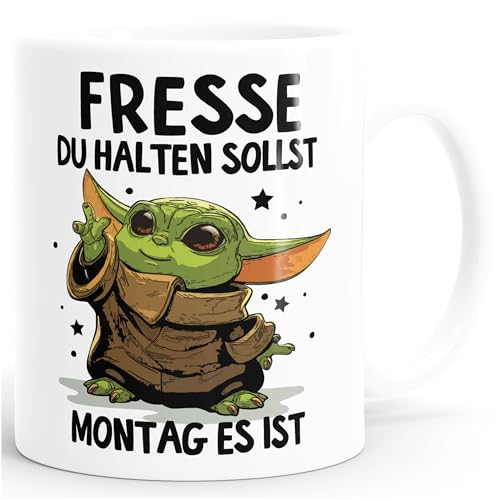 MoonWorks Kaffee-Tasse mit Spruch Arbeit Fresse halten du sollst Montag es ist Baby Bürotasse lustige Kaffeebecher Weiss standard – Ansicht 1