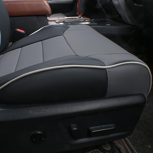 Image of EKR Tacoma Leather Car Seat Covers Custom Fit for Toyota Tacoma 2012 2013 2014 2015 (Regular Seats) - Truck Seat Covers Full Set,Faux Leather(Black /Gray)