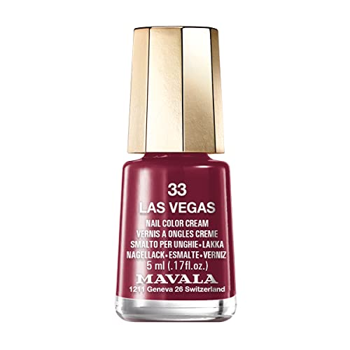 MAVALA - Mini Colors Las Vegas 33 5 ml, Esmalte de Uñas Pequeño, Color Rojo, Minimiza la Evaporación, Formulados con Ingredientes Seleccionados, Práctico para Llevar
