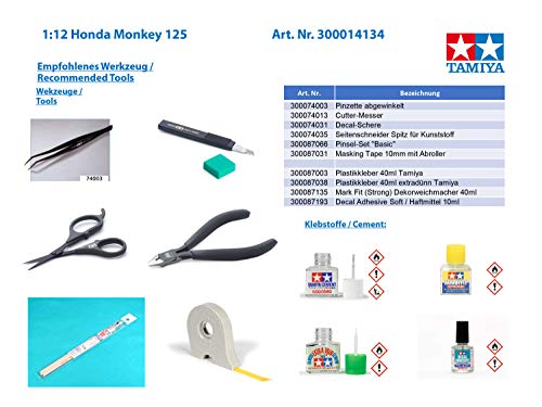 Tamiya 14134 Honda Fahrzeug 14134-1:12 Monkey 125, Modellbau, Plastik Bausatz, unlackiert, Grau