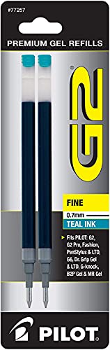 Value Pack Of 6 - Pilot G2 Gel Ink Refills For Rolling Ball Pen, Fine Point, Teal (77257) #TOP1