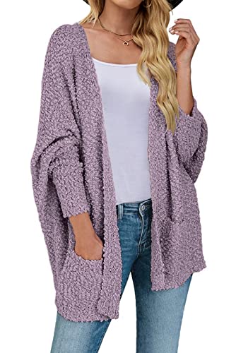 MEROKEETY Women's 2026 Winter Fuzzy Popcorn Batwing Sleeve Cardigan Knit Oversized Sherpa Sweater...