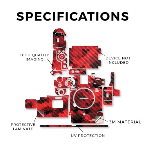 Image of Carbon Fiber Camera Skin Compatible with Sony A7C Mark II (2023) - Red Hexa Camo - Premium 3M Vinyl Protective Wrap Decal Cover - Easy to Apply | Crafted in the USA by MightySkins