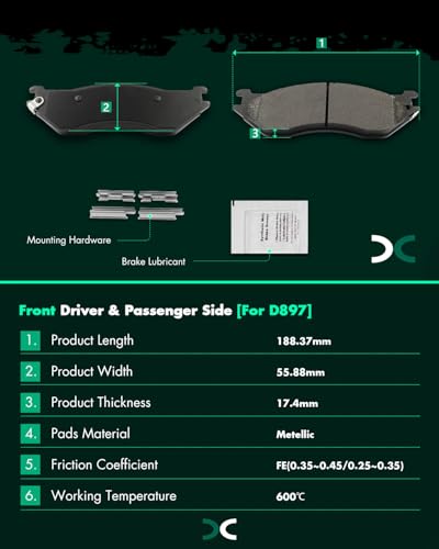 Image of SCITOO D897-7774 Disc Brake Pads Sets Front Metal Brake Pads w /Hardware