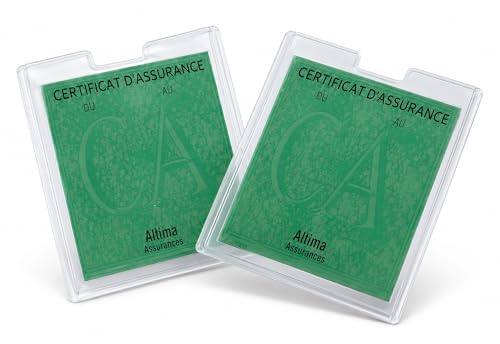 BEFORBIO ® - 2 Pochettes Porte Vignette d'assurance autocollante Haute qualité en PVC Transparente. Fabriquées en France. Entreprise française