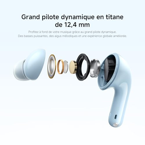XIAOMI Redmi Buds 6 Lite - Casque sans Fil Bluetooth，ecouteurs Bluetooth Intra-auriculaire, Conducteurs 12.4 mm, 40 DB d'annulation Active du Bruit, jusqu'à 38 Heures d'autonomie, 4 réglages EQ,Blanc