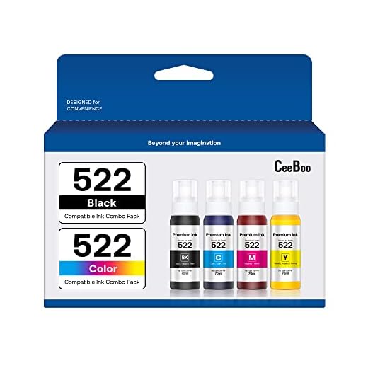 522 High Capacity Refill Ink Bottle Replacement for Epson Compatible 522 Ink Refill Bottle(Not Sublimation Ink)Use for ET-2803 ET-2800 ET-2720,4 Packs