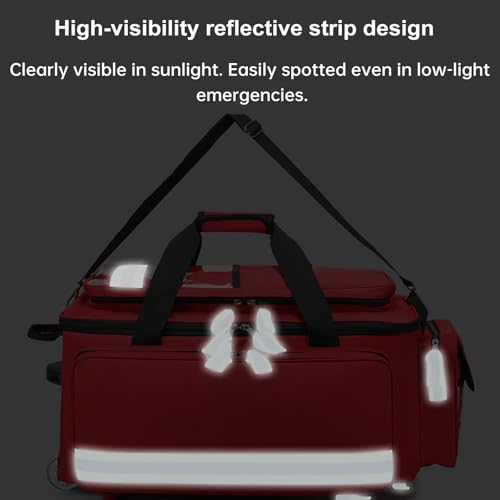 Bolsa de equipo médico, tela Oxford impermeable, diseño de tira reflectante, compartimento expandible para archivos, ideal para actividades al aire libre, camping, senderismo