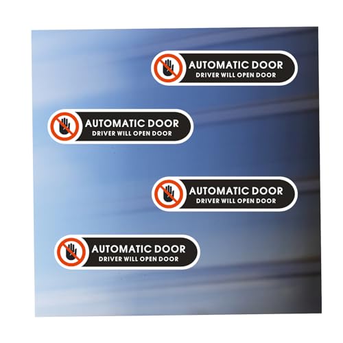 Image of Automatic Door Stickers Driver Will Open Door Sign 4.9 x 1.2 inch Self Adhesive Automatic Sliding Doors Warning Sticker for car Vehicle Taxi (8 Pack)