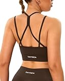 TAYOEA Damen Nahtloser Sport-BH Y-Rücken Weicher Nahtloser Atmungsaktiv Yoga BH Für Laufen & Training Braun,M