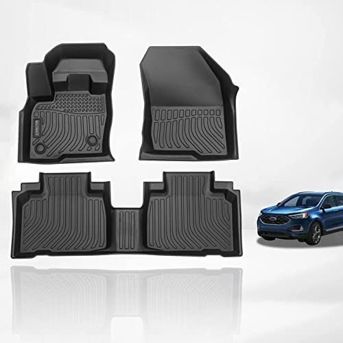 KELCSEECS Floor Mats Custom for Ford Edge 2015-2023 & Ford Edge ST 2019-2023 Waterproof Car Mats All Weather Mats Guard TPE Automotive Floor Liners Front& Rear Row Full Set Accessories Black