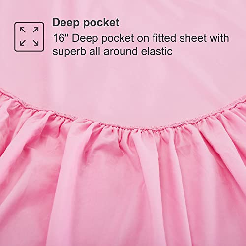 Parure de lit coton 400 fils rose finis les draps qui glissent