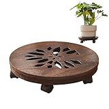 GZQWDC Wood Plant Stand Indoor,Plant Caddy with Lockable Wheels,Pot Stand,Rolling Plant Stand with Casters，Plant Dolly with Wheels ,Heavy Duty Plant Base with Wheels