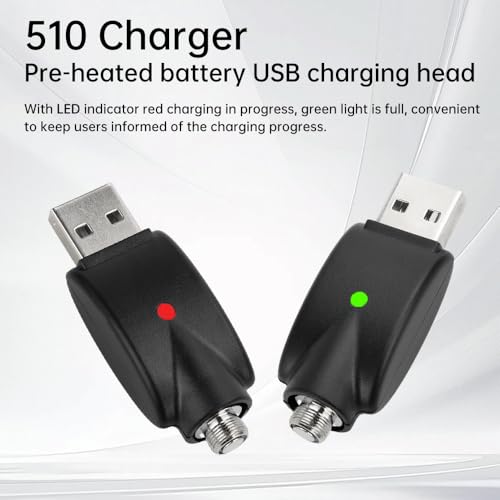 Image of diymore USB Thread Cable,Smart Charger Cable,Smart 510 USB Charger Cable Adaptor with LED Indicator,Overcharge Protection Adapter with LED Indicator Adapter for Wireless Soldering Iron 2Pcs