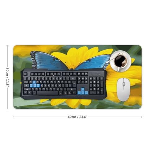 Sunflower Blue Butterfly Desk Pad grande de caucho miniatura 2