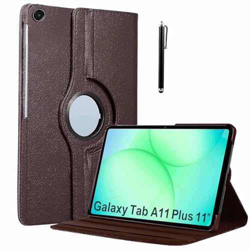 Image of ProElite Cover for Samsung Galaxy Tab A11 Plus 11 inch Case Cover, 360 Rotatable Smart Flip Case Cover for Galaxy Tab A11+ 11 inch Tablet with Stylus Pen, Brown