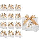 30 Pack Small Thank You Gift Bags, Mini Gift Bags Candy Bags Bulk with Gold Bow Ribbon for Baby S...