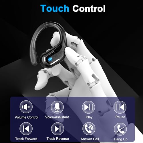 Image of Wireless Earbud, 75Hrs Bluetooth 5.4 Headphones IP7 Waterproof for Sport, Running Wireless Earphones with ENC Noise Cancelling Mics, Deep Bass Over Ear bud with Earhooks for Android, iOS, Workout, Gym