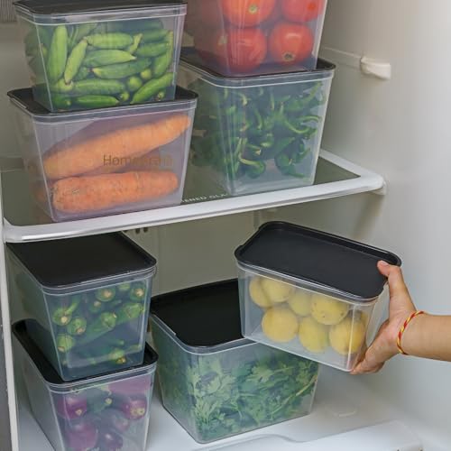 Image of Airtight Plastic Storage Containers for Kitchen & Pantry | 1100ml, 1500ml 2200ml Food Storage Boxes | Leak-Proof, Stackable (Black Transparent)