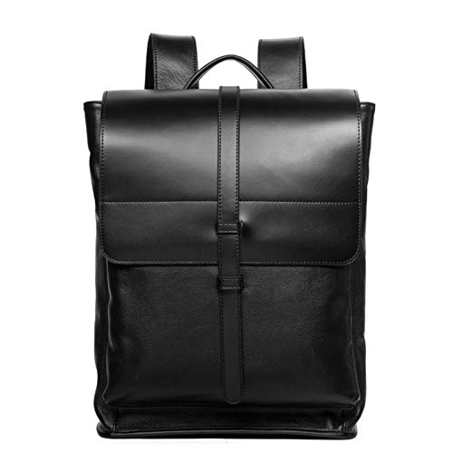 Borsa Pro Laptop da lavoro, Herren-Leder-Rucksack, echtes Business-Reisetasche, extra Kapazität, wasserabweisend, Schwarz