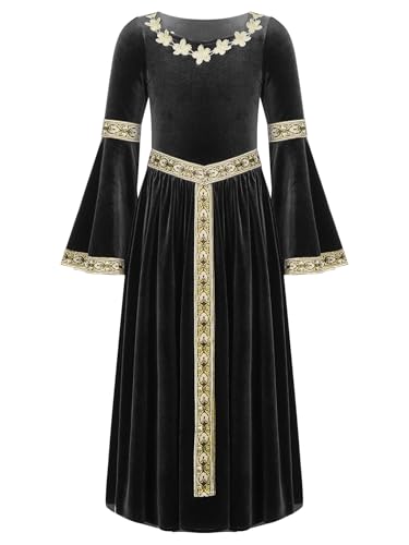 Robe médiévale fille en velours noir, le cadeau idéal pour un anniversaire de princesse