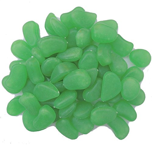 Qiyun 100 Man-made Green Glow in the Dark Pebbles Stone for Garden Walkway--Making Your Garden or Yard Looks Different from Your Neighbors' at night