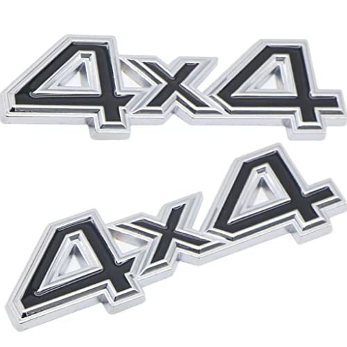 Image of 2 pcs 3D Zinc Alloy Chrome 4X4 Emblem, Fit for /SUV /Pickup 4Wd Universal Car Side Fender Trunk Emblem Badge Sticker Decals(Silver Black)