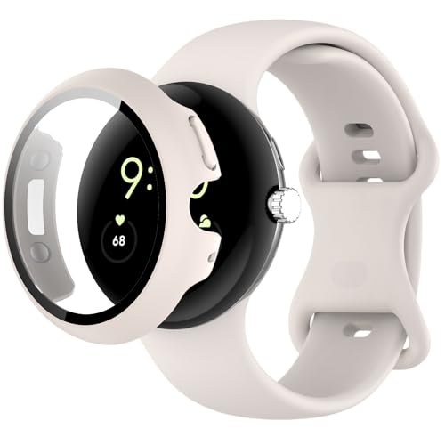 QHBAMD Google Pixel Watch 4 41mm 45mm �E�H�b�`�o���h �\�t�g�V���R�� �h�� �X�|�[�c���X�g�o���h �����p�X�g���b�v �r���v�P�[�X�t�� �j�����p