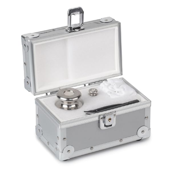 KERN Juego de seguridad de acero inoxidable, 50 g y 1 kg, clase F2 y M1, carcasa de aluminio