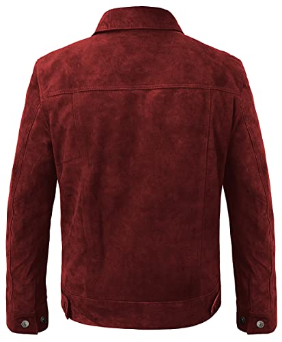 Image of Suede Leather Trucker Jacket Men - Mens Western Style Cowboy Suede Leather Coat - Vintage Motorcycle Jacket
