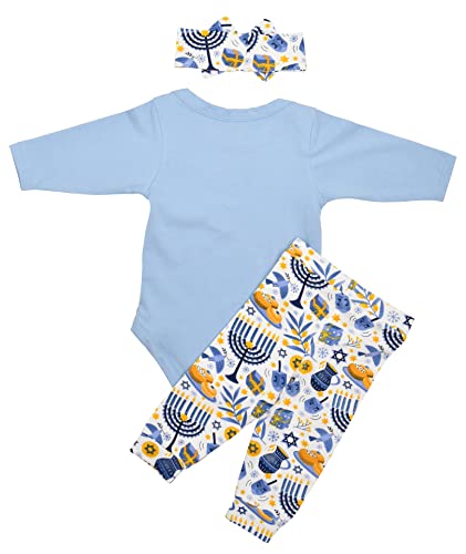 Baby Girls 3pc Outfit Set Long Sleeve Bodysuit with Pants and Headband2