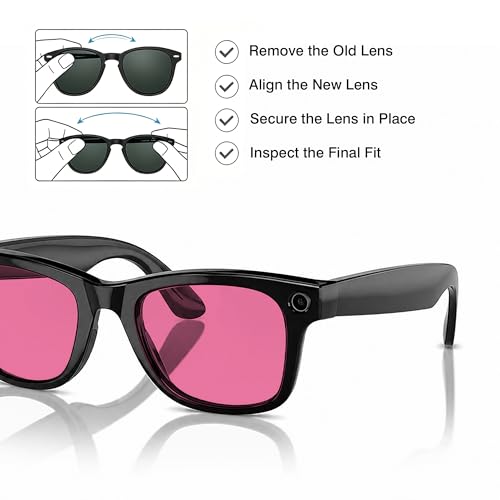 Image of YEIN Replacement Lenses for Ray-Ban Meta RW4006 /RW4012(50mm), Photochromic /Blue Light Blocking /Polarized Sunglasses Lenses