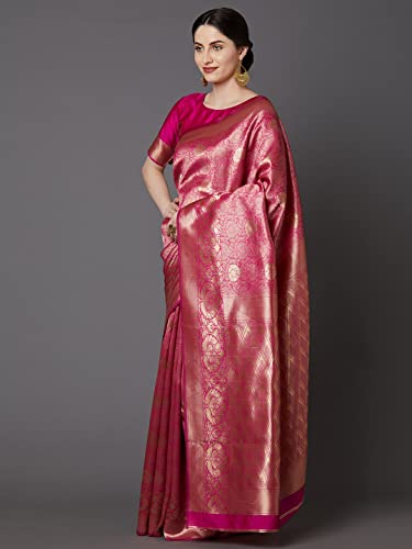 Image of AKHILAM Women's Kanjivaram banarasi silk Woven Design Saree With Unstitched Blouse Piece Saree With Un-Stiched Blouse