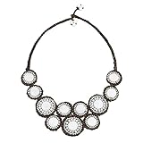 AeraVida Western-Inspired Cultured Freshwater Pearl Mosaic Bib Collar Necklace | 23-Inch Handmade Sterling Silver Toggle Statement Jewelry for Women | Southwestern Boho Fashion Accessory