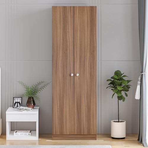 Image of FURNEASER Fanciable Engineering Wood 2 Door Wardrobe Almirah for Clothes | Double Door Cabinet Closet Organizer | Multipurpose Cupboard for Bedroom Living Room | 60 x 42 x 180 CM (Exotic Teak)