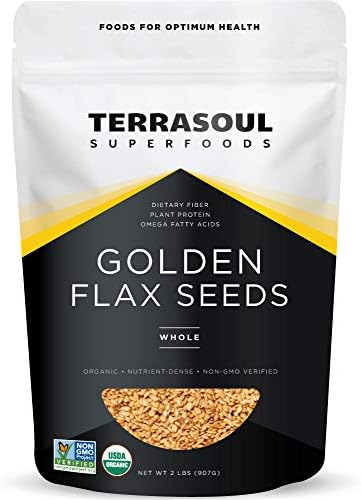 Terrasoul Superfoods Organic Golden Flax Seeds, 2 Lbs - Fiber | Protein | Omega Fats