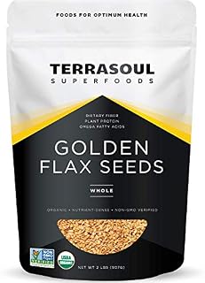 Terrasoul Superfoods Organic Golden Flax Seeds, 2 Lbs - Fiber | Protein |