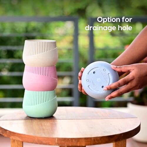 Image of Eha Earth Friendly Oreo 4 inch Small pots for Indoor Plants with 2 Growmix| Pack of 4| Made with Bamboo Fibers|Table Top Planters for Home Decor and Office, Flower Pot for Living Room|Multicolor