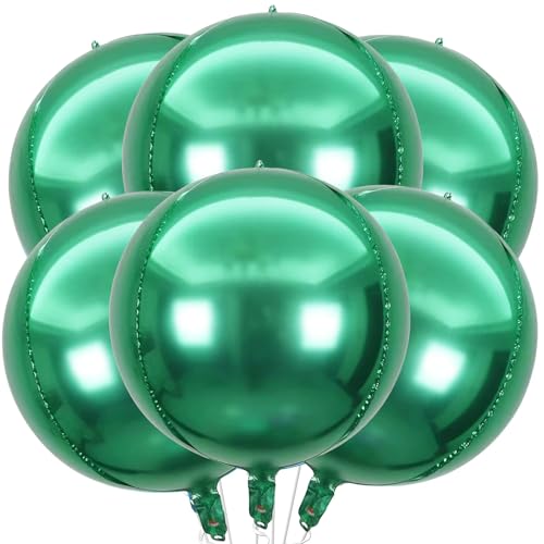 VIKY® 6 Stück Folienballon Geburtstag, 22 Zoll 4D Luftballons Geburtstag Helium Ballon Grün, Kindergeburtstag Deko Luftballon, Party Deko Ballons für Geburtstag, Graduation, Einschulung, Rente Deko