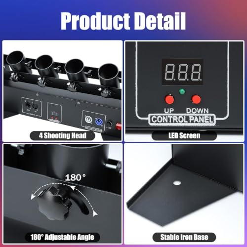 Lanzador eléctrico de confeti KUSOLE, 4 disparos, control DMX512 y remoto, alcance de 8 a 10 metros miniatura 5